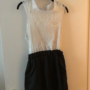White and black lace romper